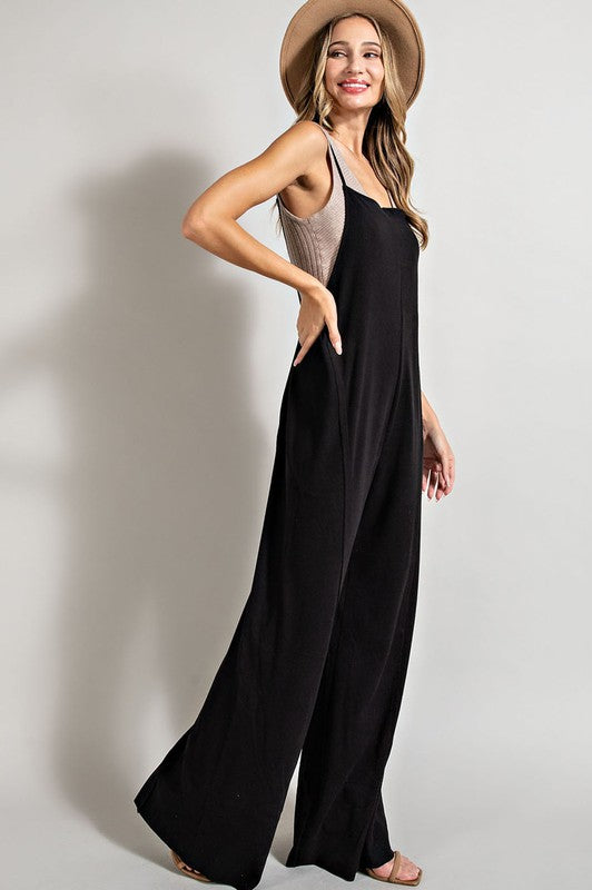 Black Knit Overalls