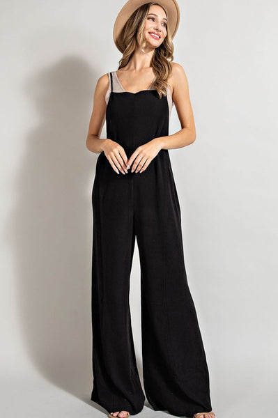 Black Knit Overalls