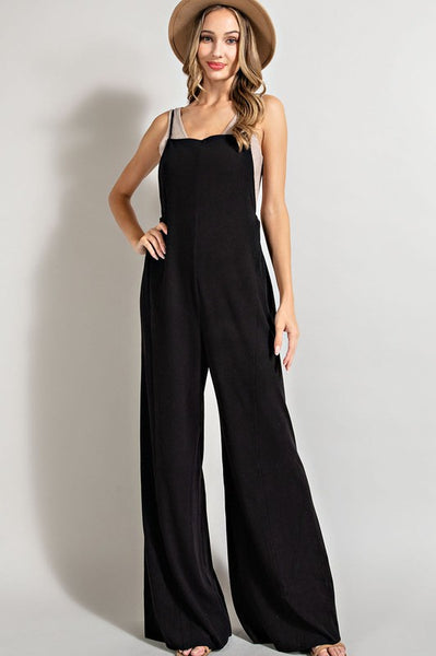 Black Knit Overalls