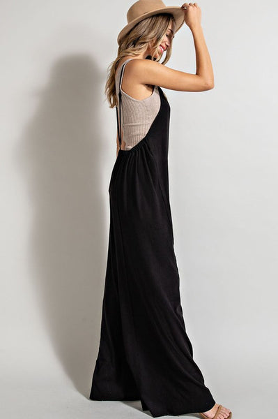 Black Knit Overalls