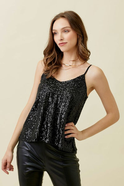 Black Sequin Tank Top