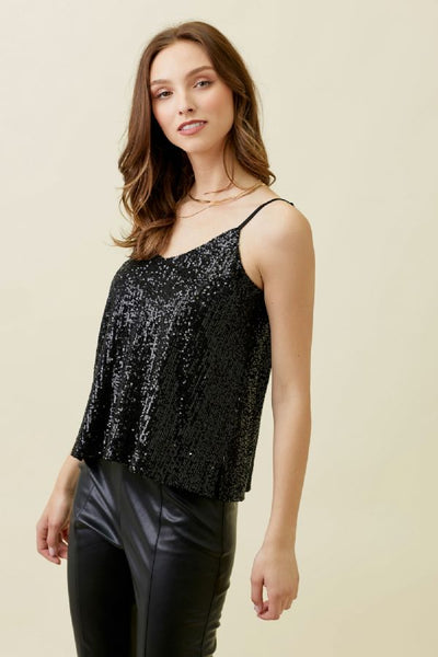 Black Sequin Tank Top