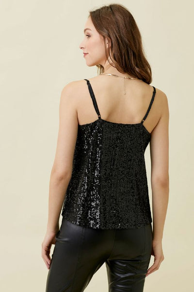 Black Sequin Tank Top