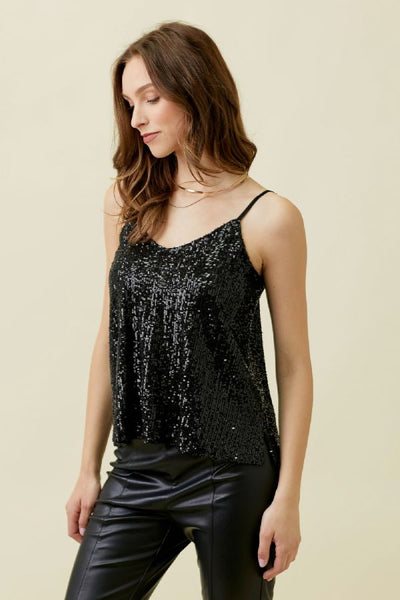 Black Sequin Tank Top