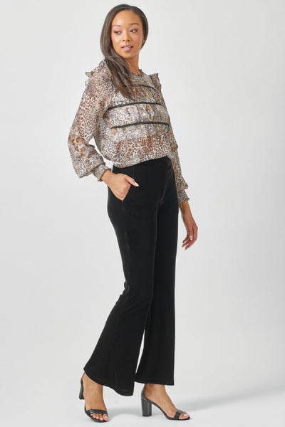 Velvet Flared Trousers - Black