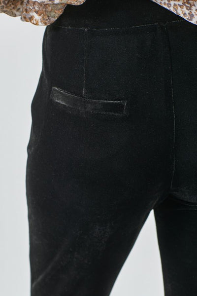 Velvet Flared Trousers - Black