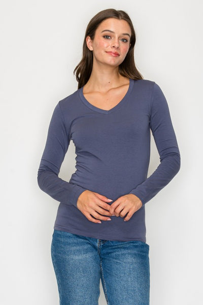 Classic Cotton Long Sleeve V-Neck