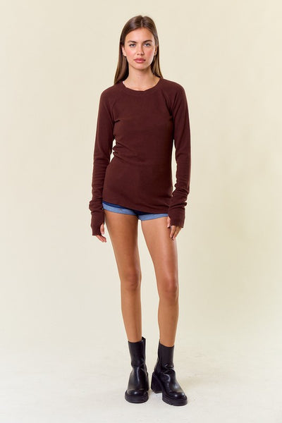 Tessa Brushed Knit Pullover - Cocoa