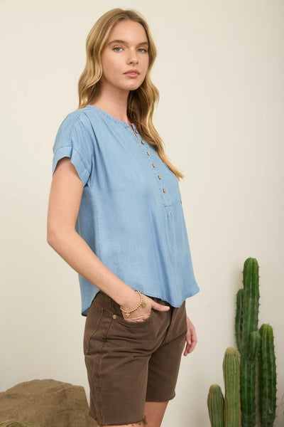 Chambray Henley Top