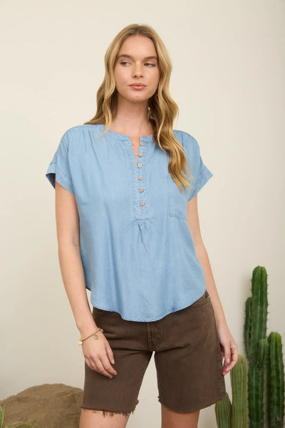 Chambray Henley Top