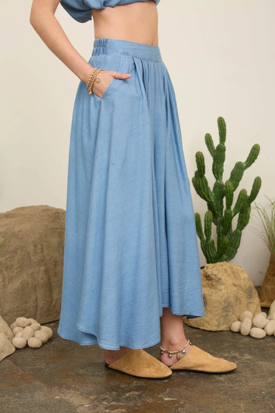 Chambray Midi Skirt