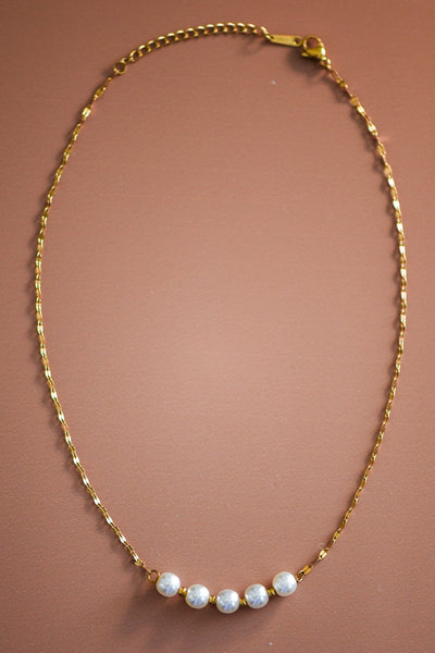 18k Gold Plated Spaced Pearls Necklace