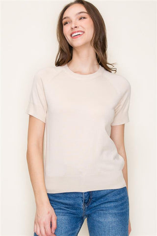 Reagan Short Sleeve Knit - Cream