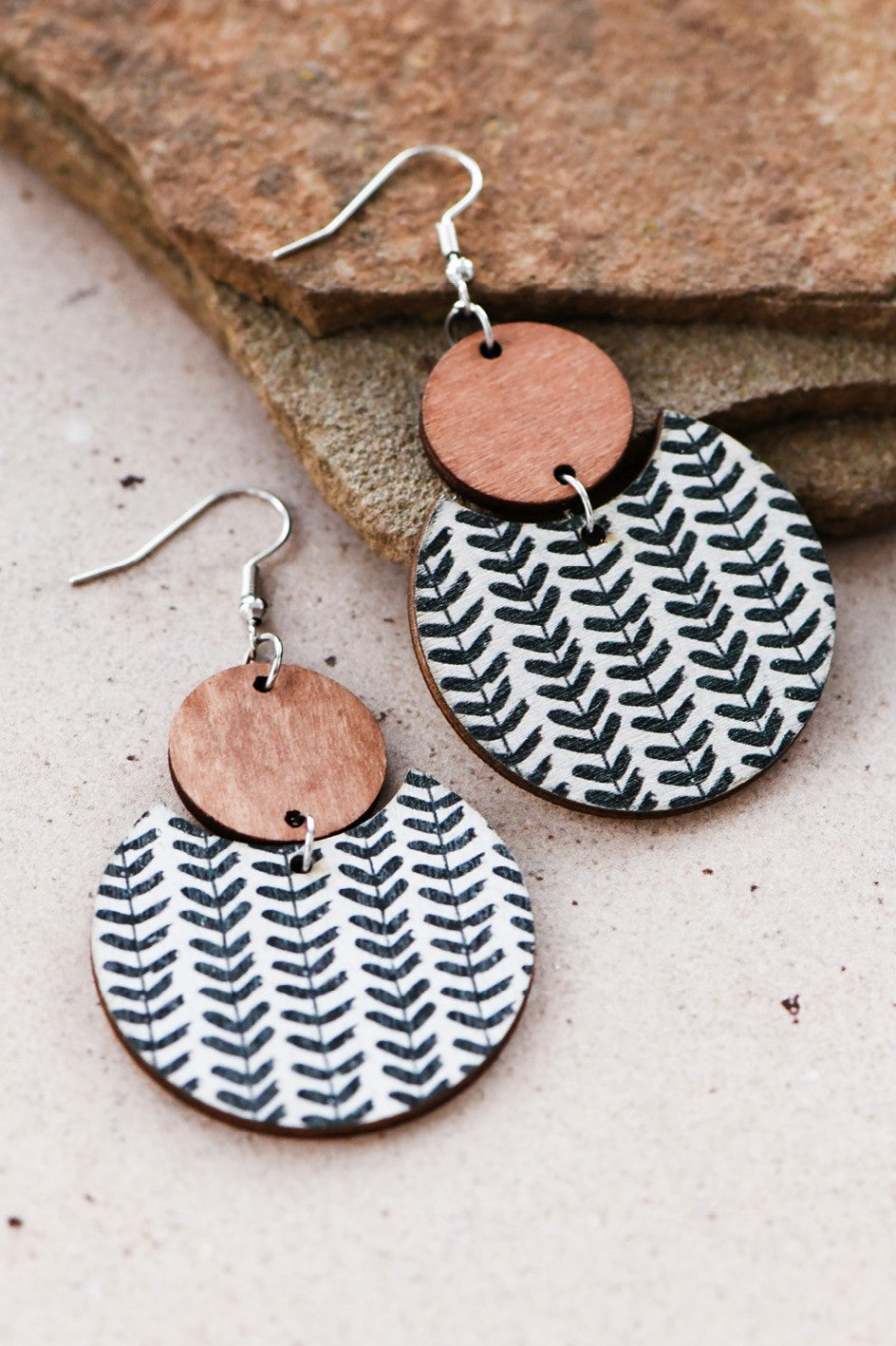 Printed Cork Wood Earrings