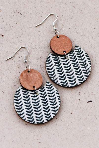 Printed Cork Wood Earrings