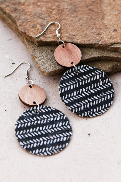 Printed Cork Wood Earrings