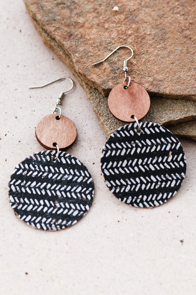 Printed Cork Wood Earrings