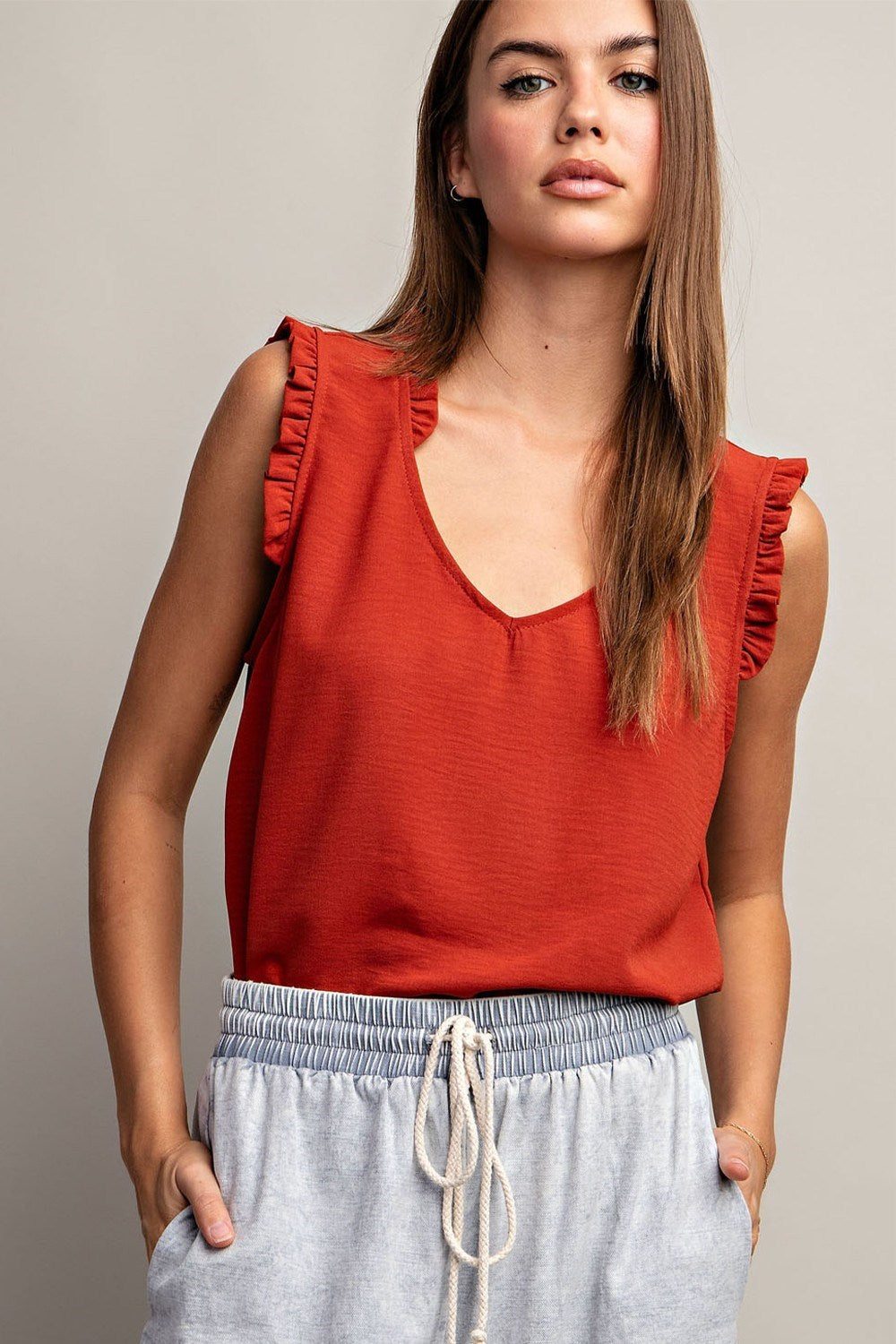 Jessica Sleeveless Blouse - Rust