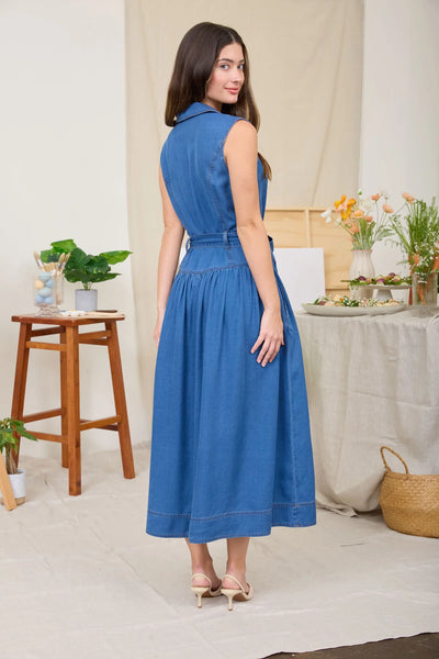 Dropped Waist Chambray Dress