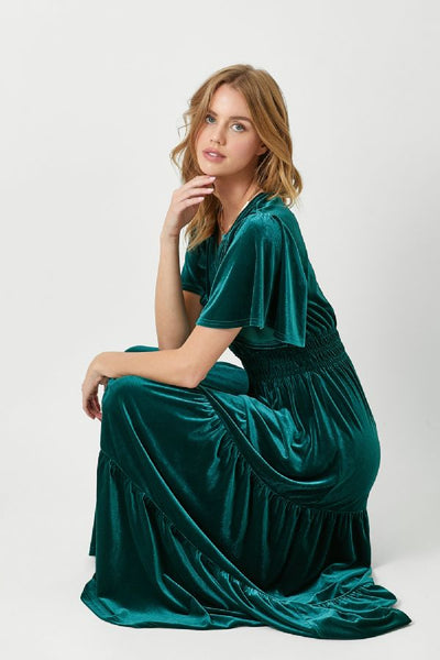 Emerald Velvet Dress