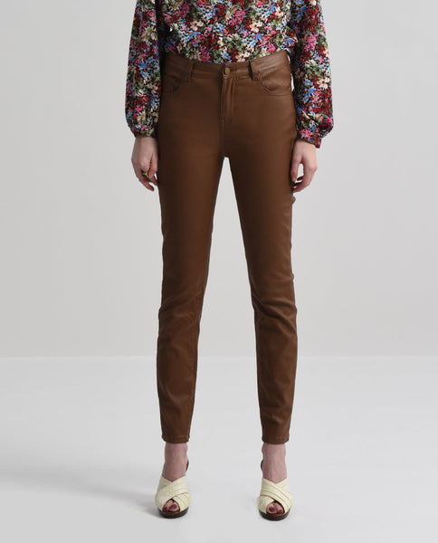 Faux Leather Pants - Cognac