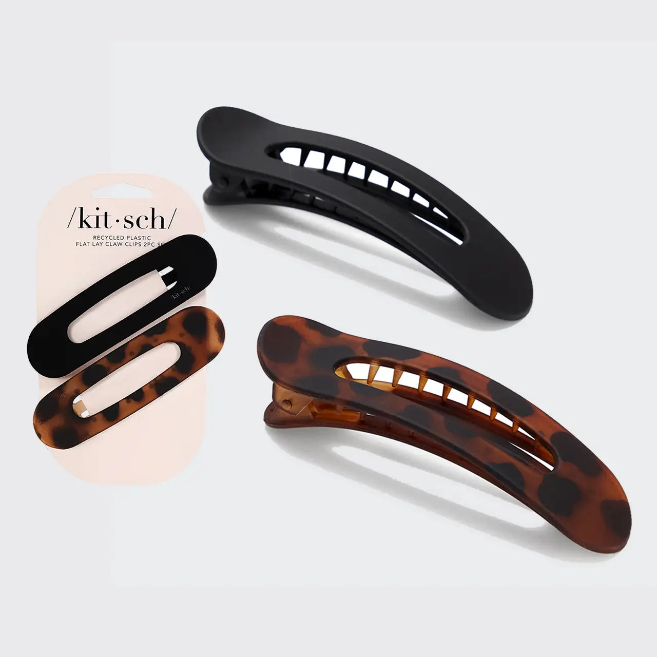 Flat Lay Claw Clip 2pc - Black & Tort