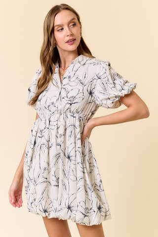 Lisa Floral Printed Bubble Hem Dress