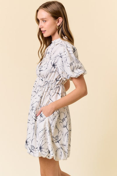 Lisa Floral Printed Bubble Hem Dress