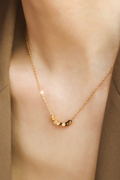 18k Gold Plates Square Beaded Necklace