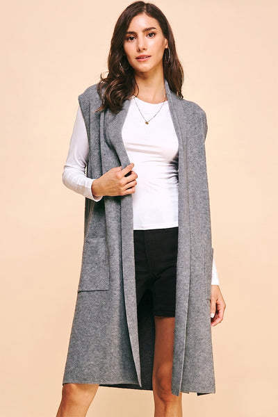 Parker Sleeveless Cardigan - Heather Gray