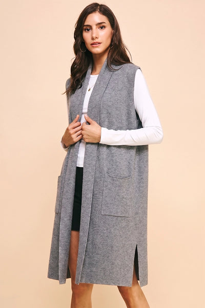 Parker Sleeveless Cardigan - Heather Gray