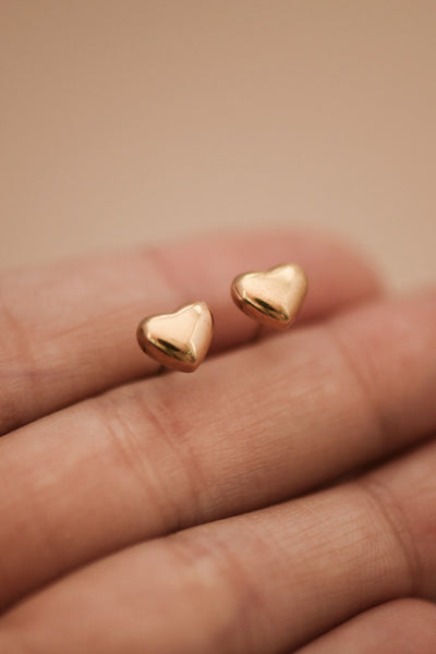 18k Gold Dipped Heart Stud Earrings