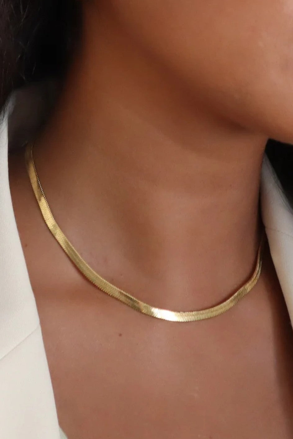 18K Gold Plated Herringbone Necklace