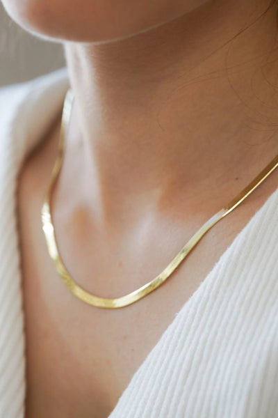 18K Gold Plated Herringbone Necklace