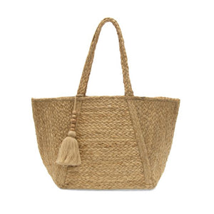 Jute Tote Bag w/Wood Bead Tassel