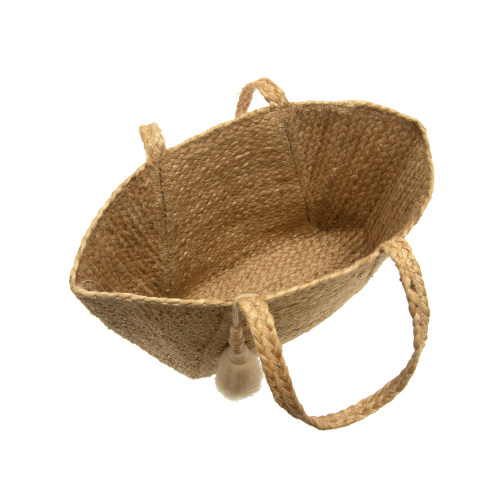 Jute Tote Bag w/Wood Bead Tassel