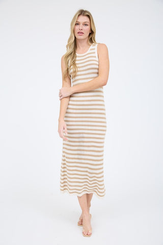 Striped Knit Midi Dress