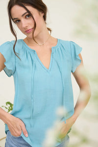 Lila Ladder Lace Trim Top - Mint