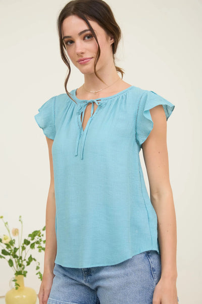 Lila Ladder Lace Trim Top - Mint