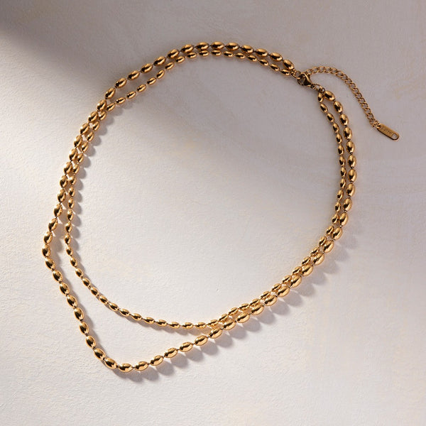 18k PVD Gold Beaded Necklace