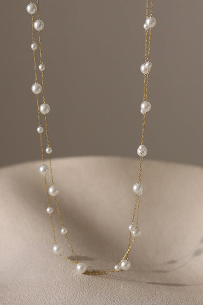 18k Gold Dipped Layered Pearl Necklace