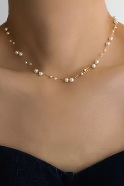 18k Gold Dipped Layered Pearl Necklace