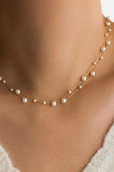 18k Gold Dipped Layered Pearl Necklace