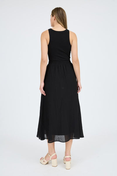 Megan Mixed Media Tank Dress - Black