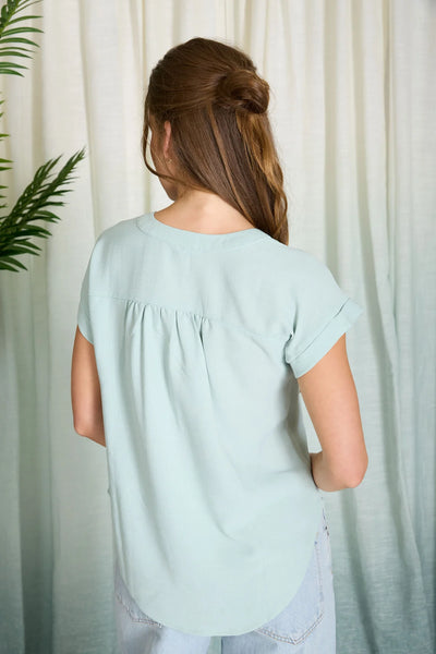 Bianca Button Front Top - Mint