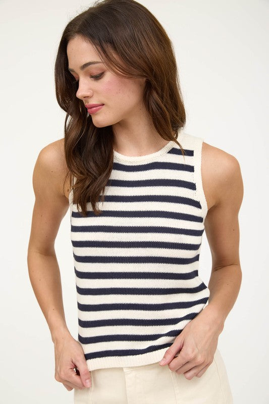 Navy Striped Sweater Tank