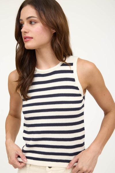 Navy Striped Sweater Tank