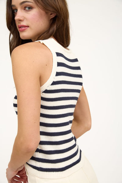Navy Striped Sweater Tank