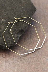 Octagon Hoop Earrings - White