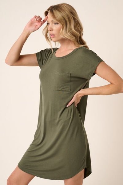 Bamboo T-Shirt Dress - Olive